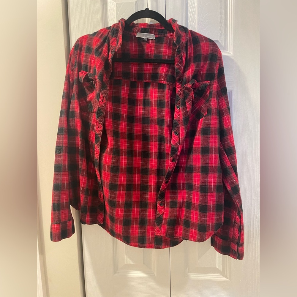 BE COOL Red and Black Plaid Flannel